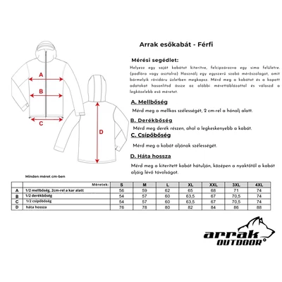 Arrak Outdoor férfi esőkabát - piros