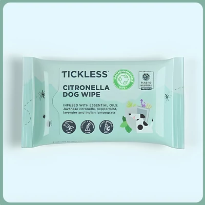 Természetes kullancs, bolha és szúnyogriasztó nedves törlőkendő - TICKLESS