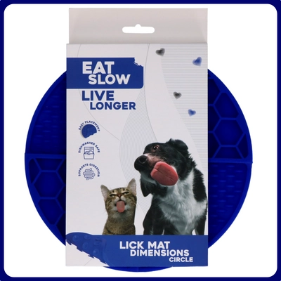 Eat Slow Live Longer Lick Mat Dimensions Circle - kék