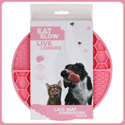 Eat Slow Live Longer Lick Mat Dimensions Circle - rózsaszín