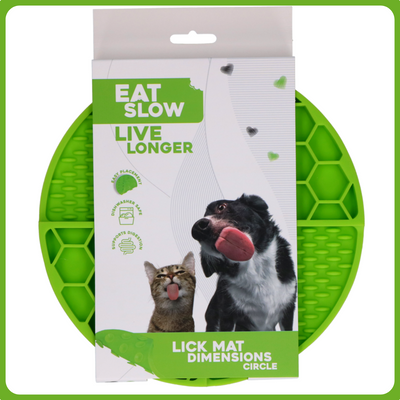 Eat Slow Live Longer Lick Mat Dimensions Circle - zöld