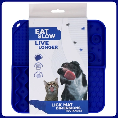 Eat Slow Live Longer Lick Mat Dimensions Rectangle - kék