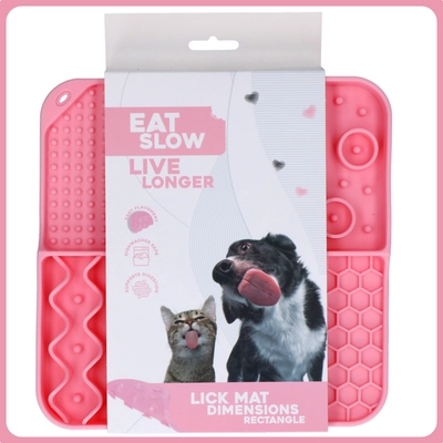 Eat Slow Live Longer Lick Mat Dimensions Rectangle - rózsaszín