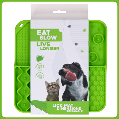 Eat Slow Live Longer Lick Mat Dimensions Rectangle - zöld