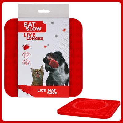 Eat Slow Live Longer Lick Mat Wave - piros