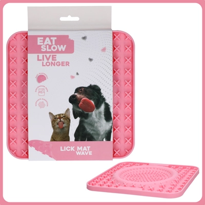 Eat Slow Live Longer Lick Mat Wave - rózsaszín
