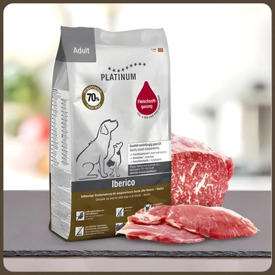 Platinum Adult Iberico + Greens / Kutyatáp ibériai sertéshúsból 1,5 kg