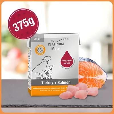 Platinum Pulyka + Lazac felnőtt nedvestáp - 375 gr