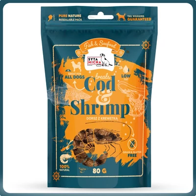 Syta Micha Fish &amp;amp; Seafood tőkehal-garnélarák jutalomfalat 80g