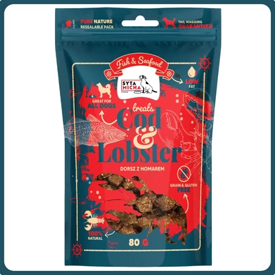 Syta Micha Fish &amp;amp; Seafood tőkehal-homár jutalomfalat 80g