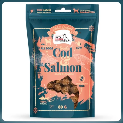 Syta Micha Fish &amp;amp; Seafood tőkehal-lazac jutalomfalat 80g