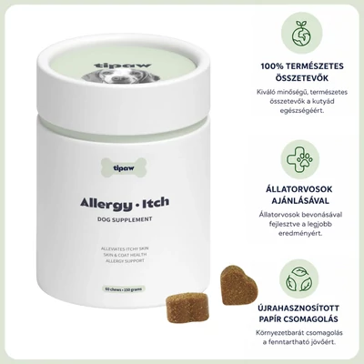 Tipaw Allergy &amp; Itch étrend-kiegészítő falatok (allergia és viszketés)