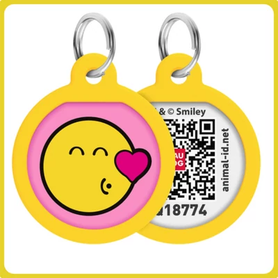 Smart ID biléta nyakörvre 2,5cm - Pink smileys