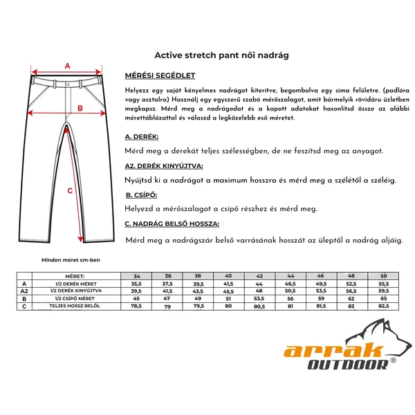 Arrak Outdoor Active stretch női nadrág - barna