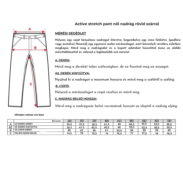 Arrak Outdoor Active stretch női nadrág rövid szárral - fekete
