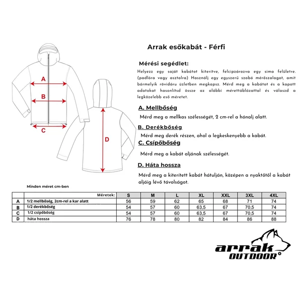 Arrak Outdoor férfi esőkabát - piros