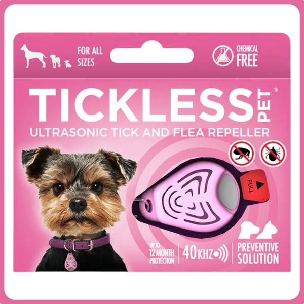 Vegyszermentes ultrahangos kullancs- és bolhariasztó medál pink - Tickless