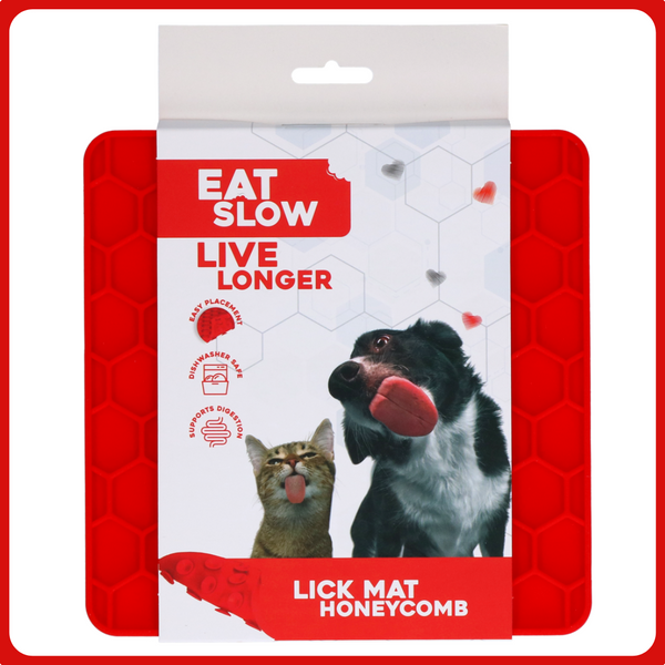 Eat Slow Live Longer Lick Mat honeycomb - piros