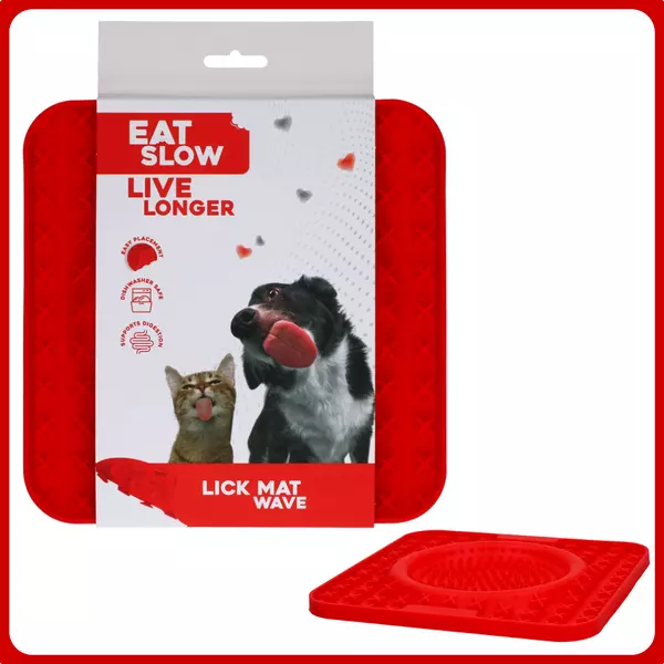 Eat Slow Live Longer Lick Mat Wave - piros