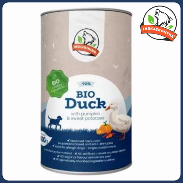 BIO KACSA párolt menü kutyáknak 400g - Farkaskonyha