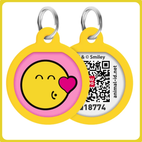 Smart ID biléta nyakörvre 2,5cm - Pink smileys